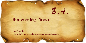 Borvendég Anna névjegykártya